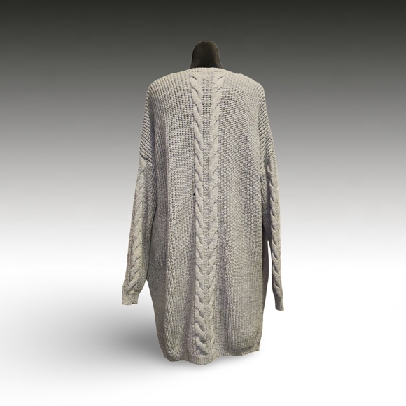 Gray Cable Knit Women's Tunic Or Dress Layering Cottagecore Grunge Y2k Oversized - Picture 4 of 10